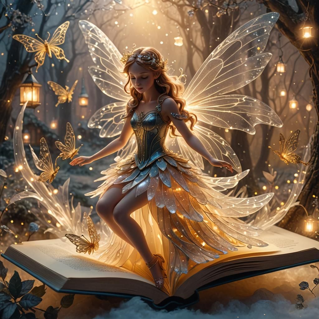 Crystal Fairy in Magical Pop-Up Book: Digital Art