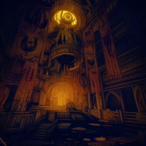 Skeleton Witch Overlooking a Lake of Blood