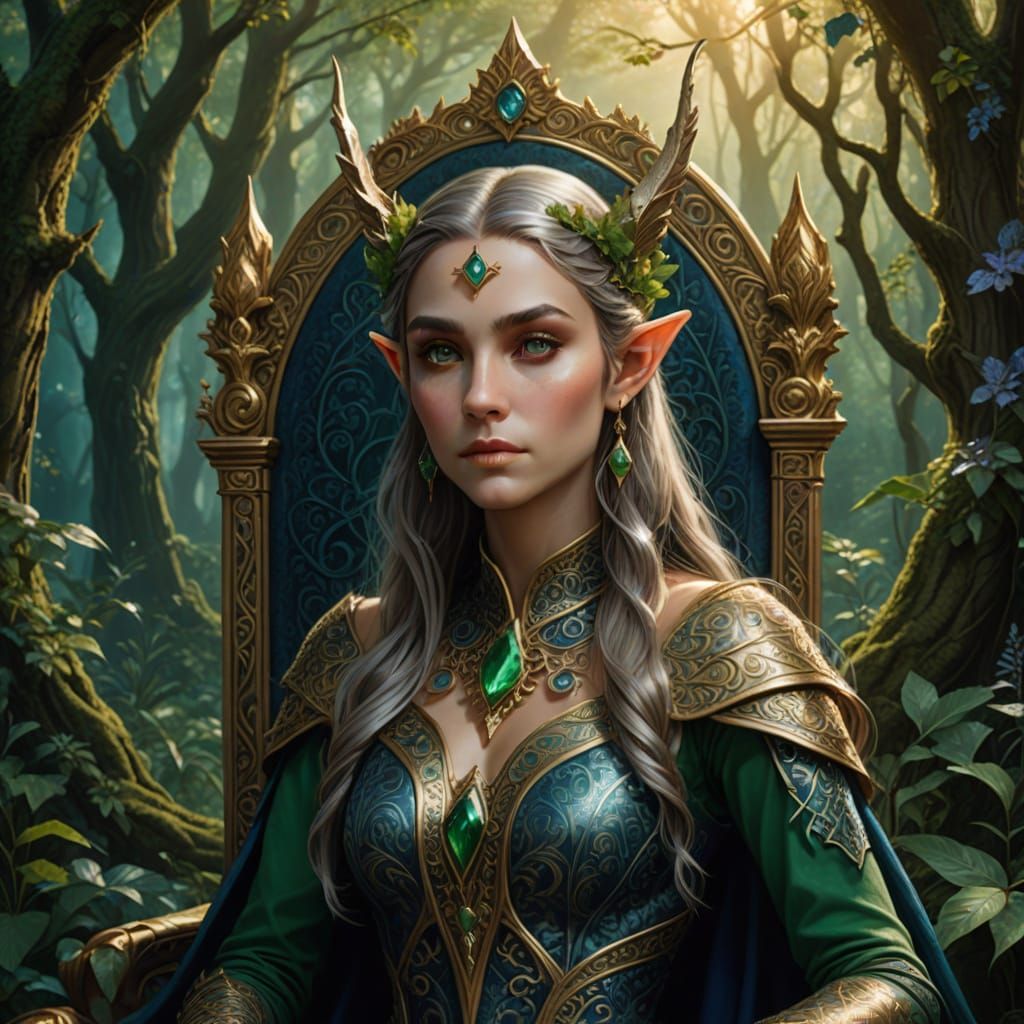 Regal Elf Princess in Emerald Forest
