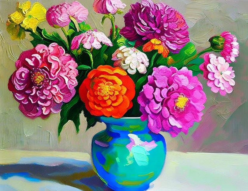 Floral Bouquets in Neo-Impressionist Expressionist Style