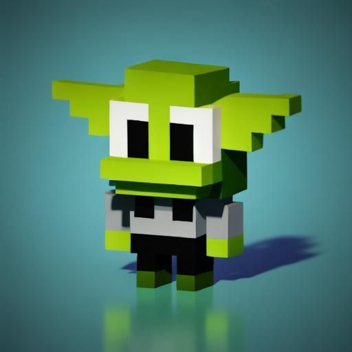 Baby Yoda in Cute Voxel Art Style