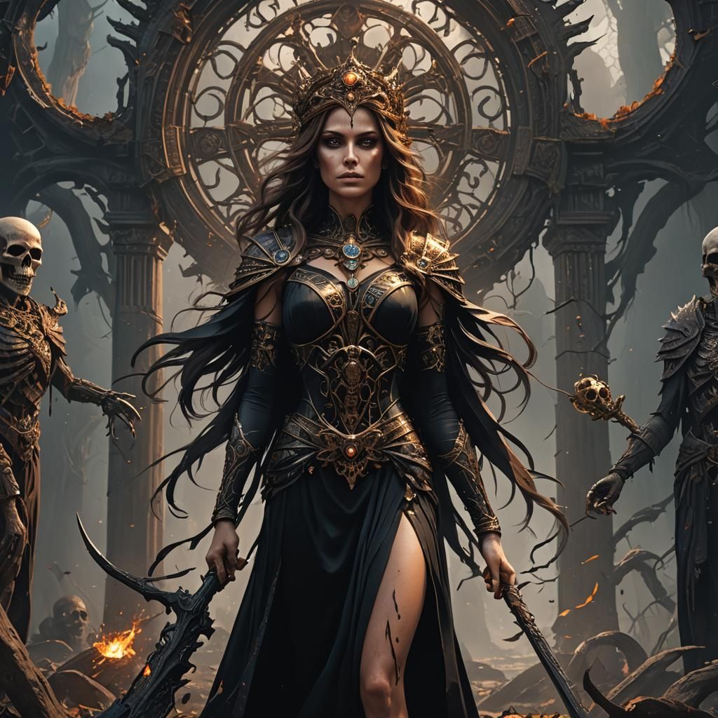 Rebecca as Goddess of Death in Detailed Painting