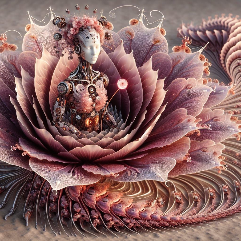 Sci-Fi Mermaid Geisha Vampire on Beach