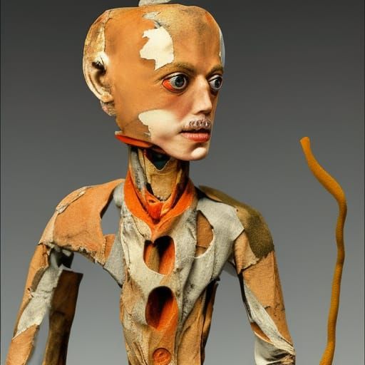 Biopunk Captain of Fools Figurine in Papier-Mâché