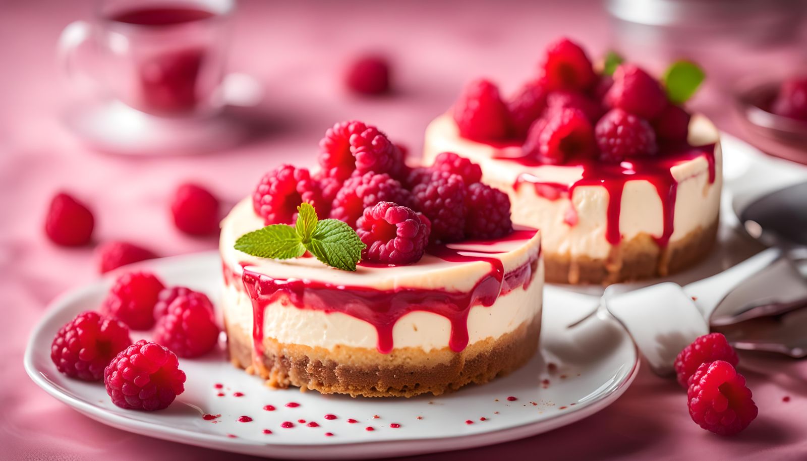 Delicious Raspberry Cheesecake, Professional Photography