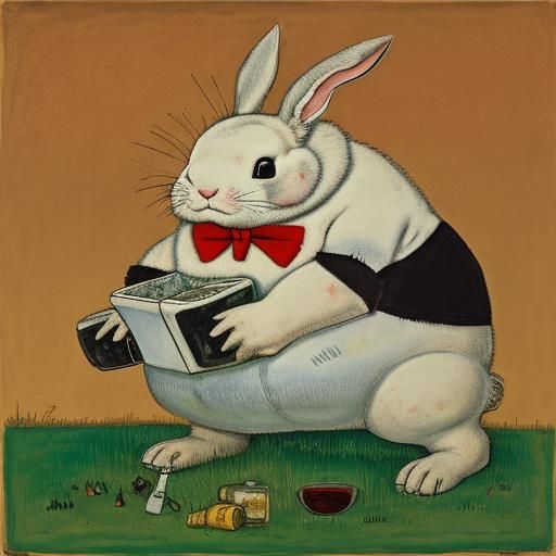 Rabbit Drinking, Inspired by Expressionism and Color Field