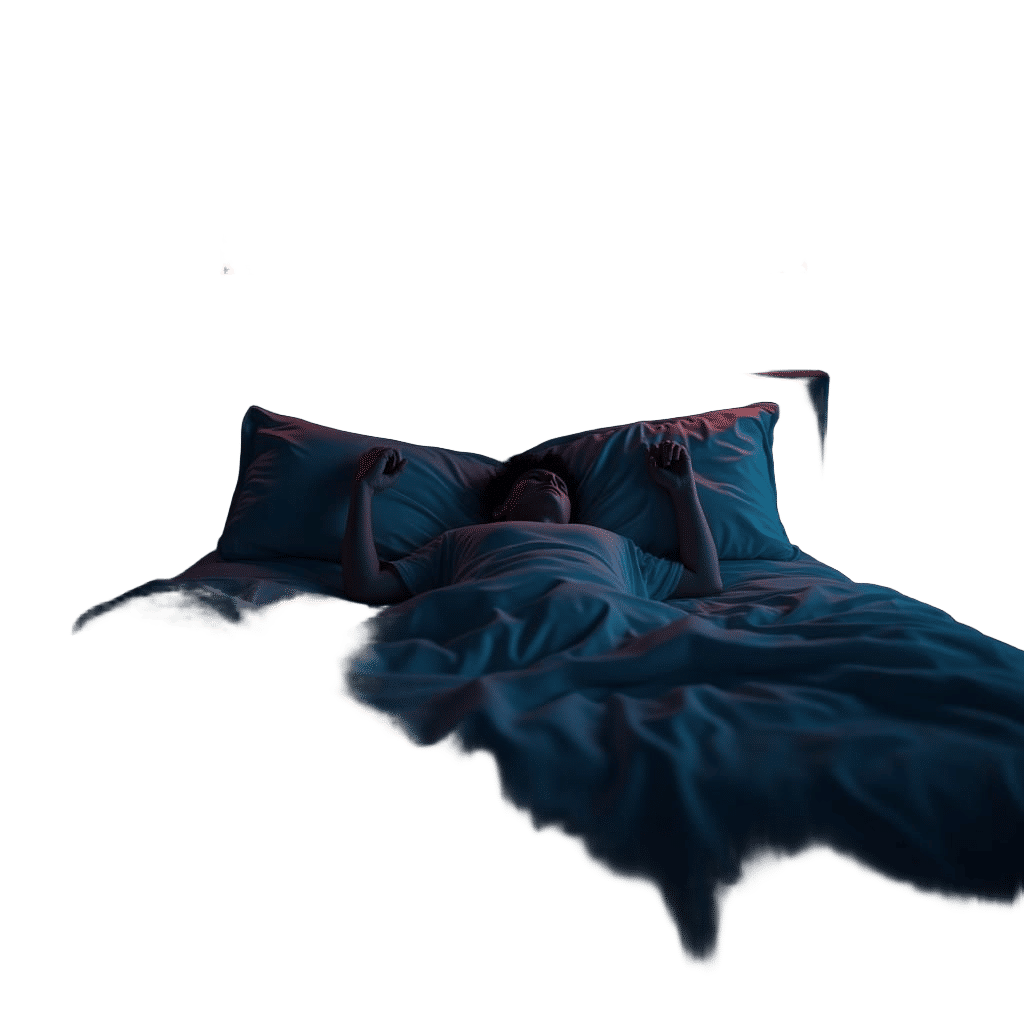 Sleepless Man Stares at Ceiling, Detailed Matte Painting