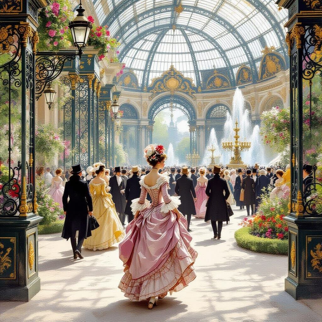 Elegant Woman at Paris World's Fair, Rococo Style