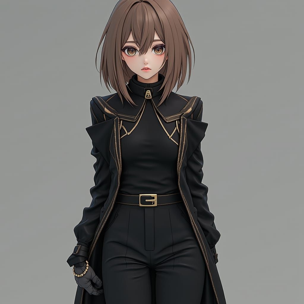 Ethereal Girl in Black: 3D Anime Art