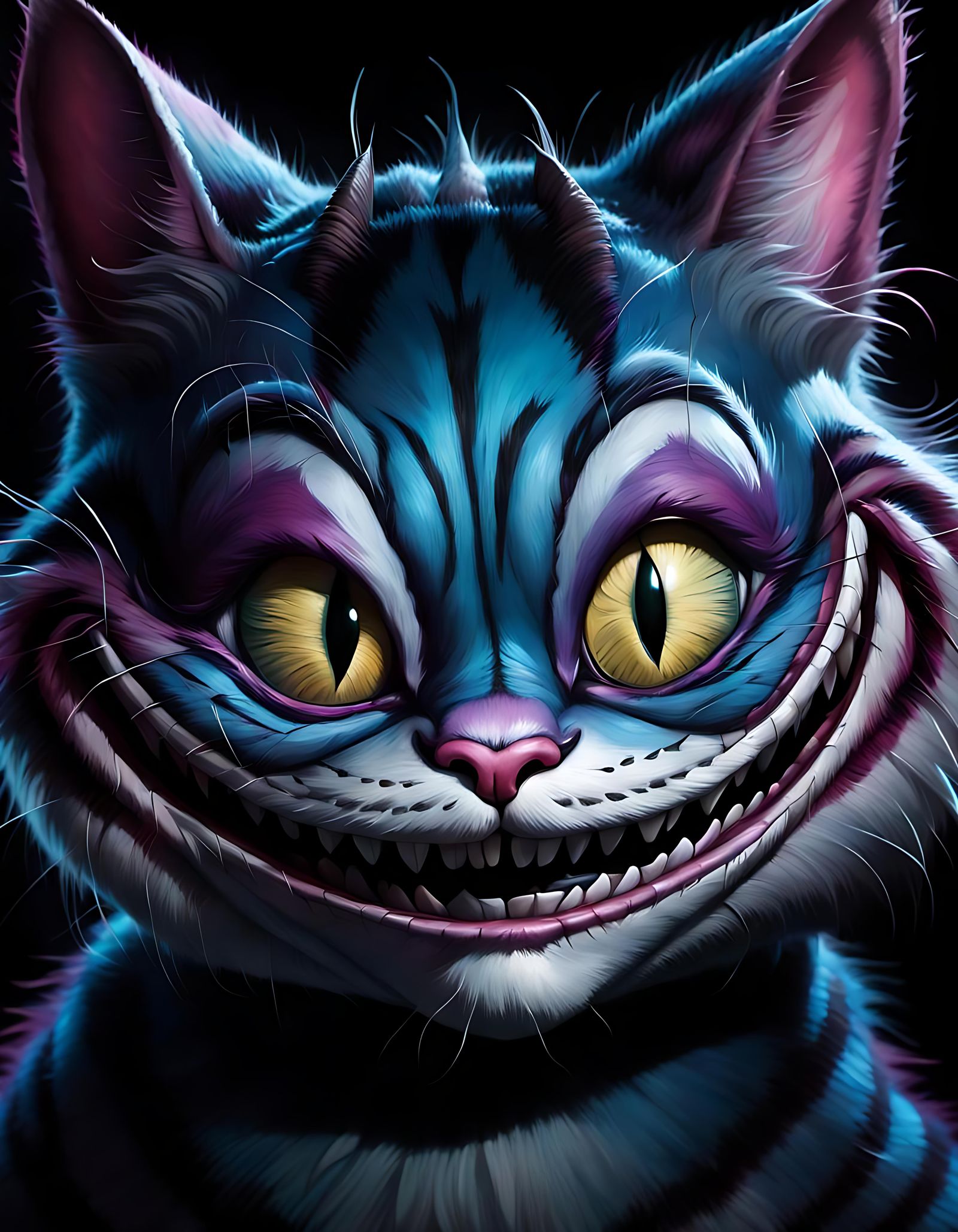 Cheshire Cat Grin and Eyes in the Dark