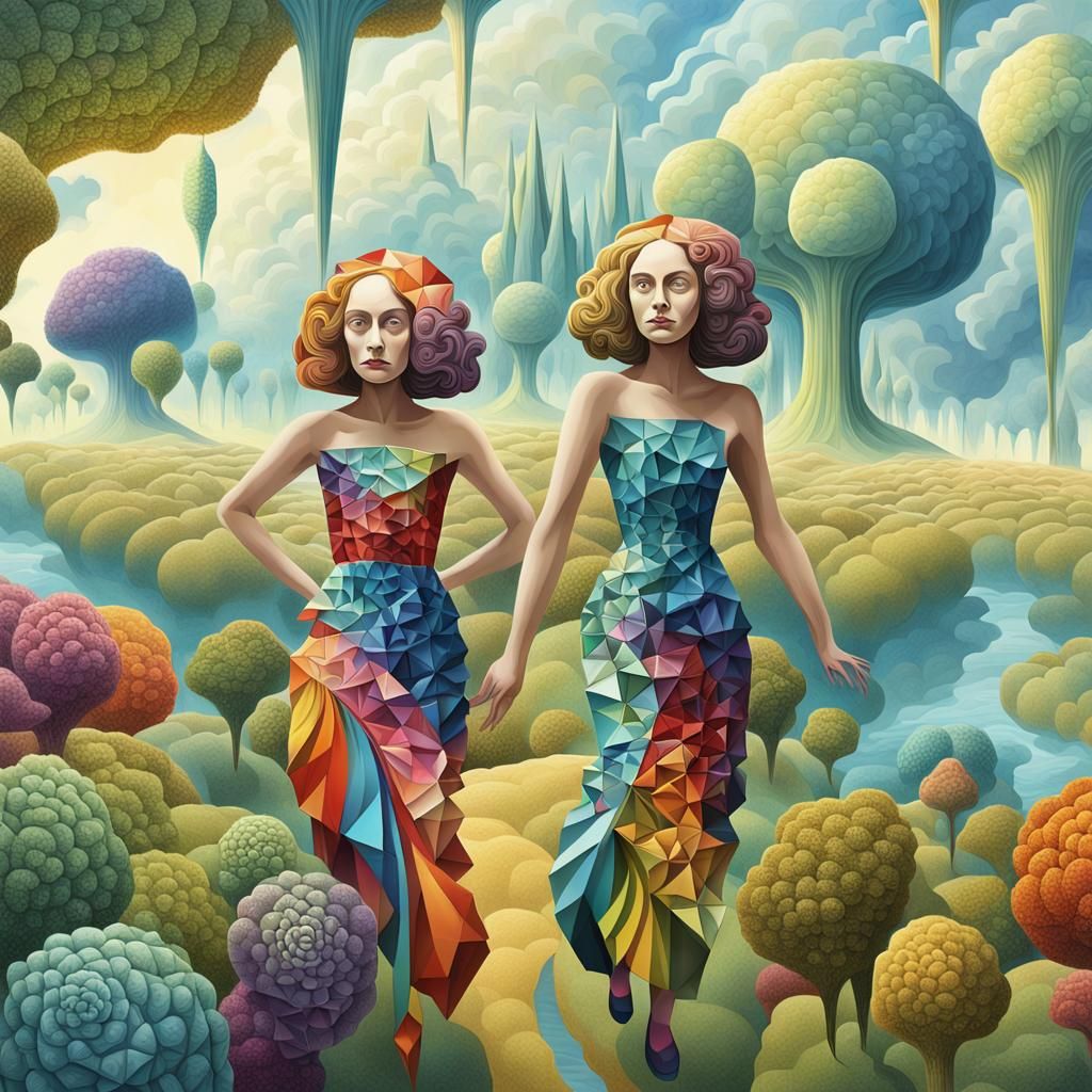 frustrated in a Surreal Cubist Dreamscape
