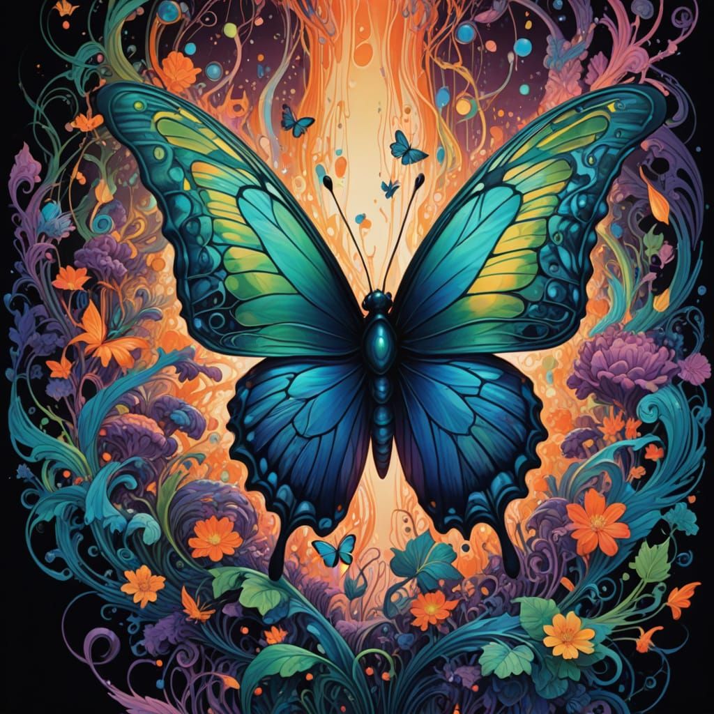 Ethereal Dream Landscape in Neon Colors