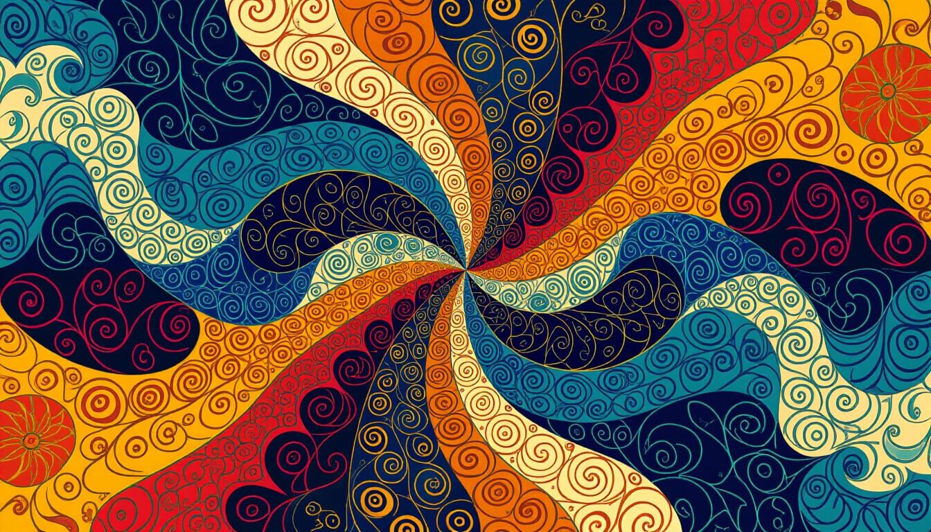 Abstract Fractal Art with Zentangle Patterns and 3D Shading