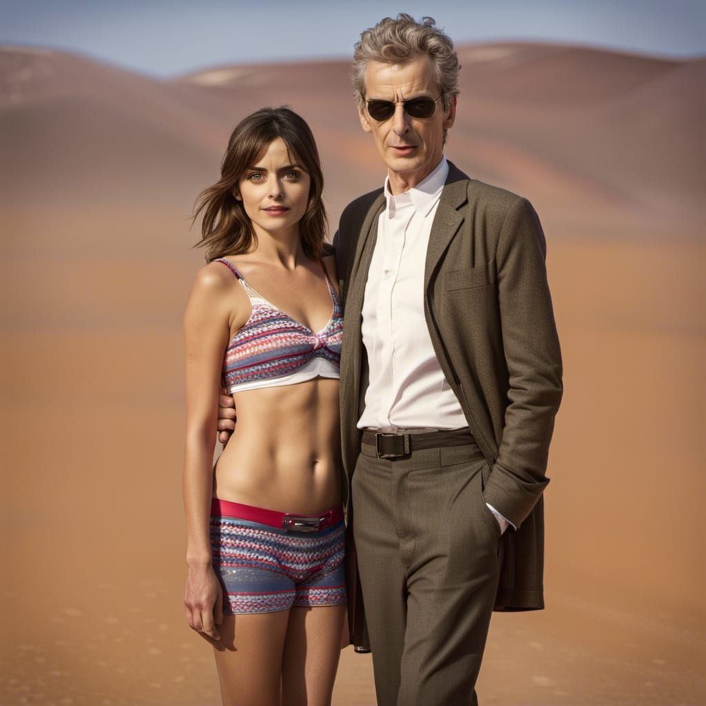 Doctor Who and Companion in Alien Desert