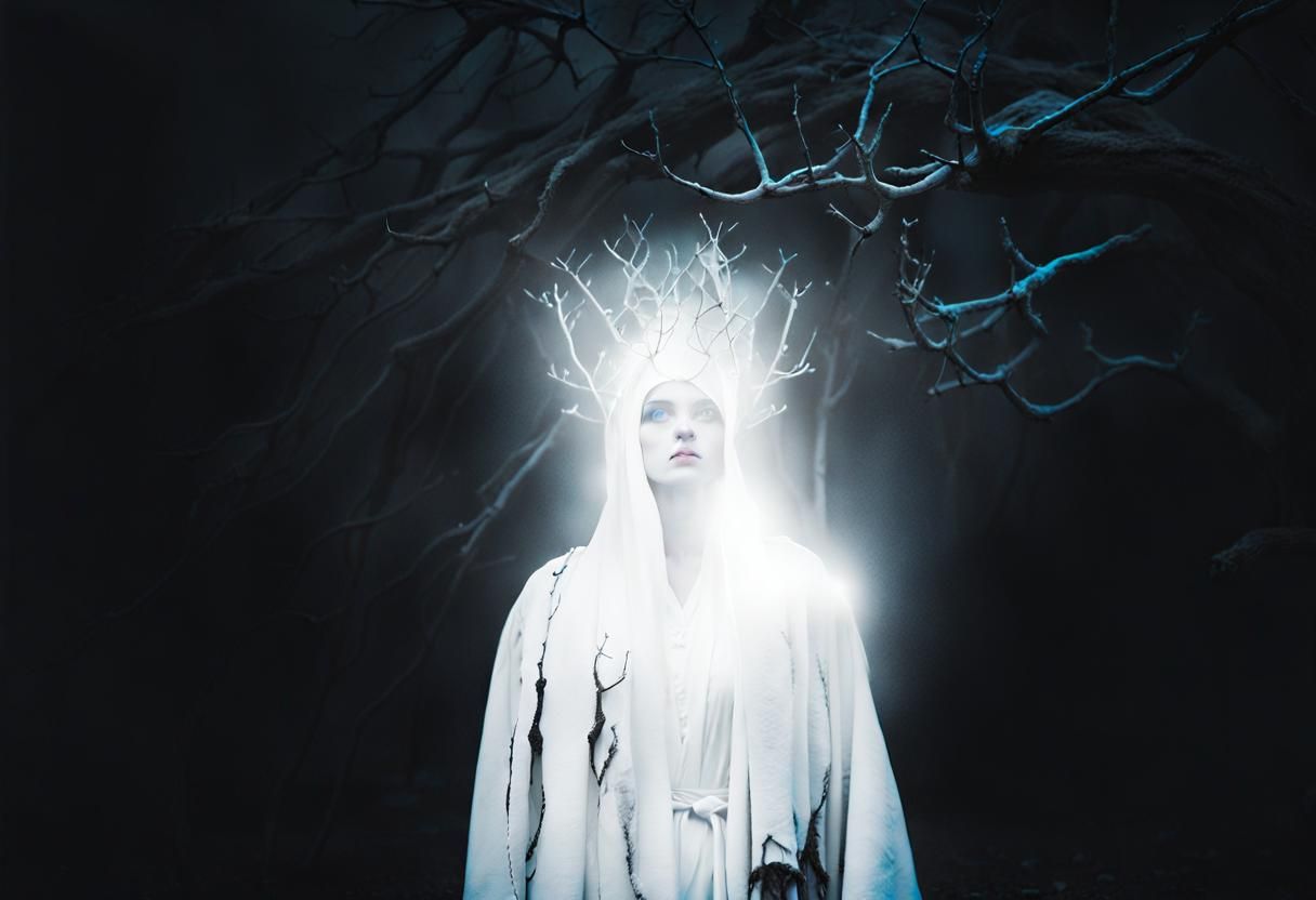 Surreal Landscape with Roman Columns and Neon Lights