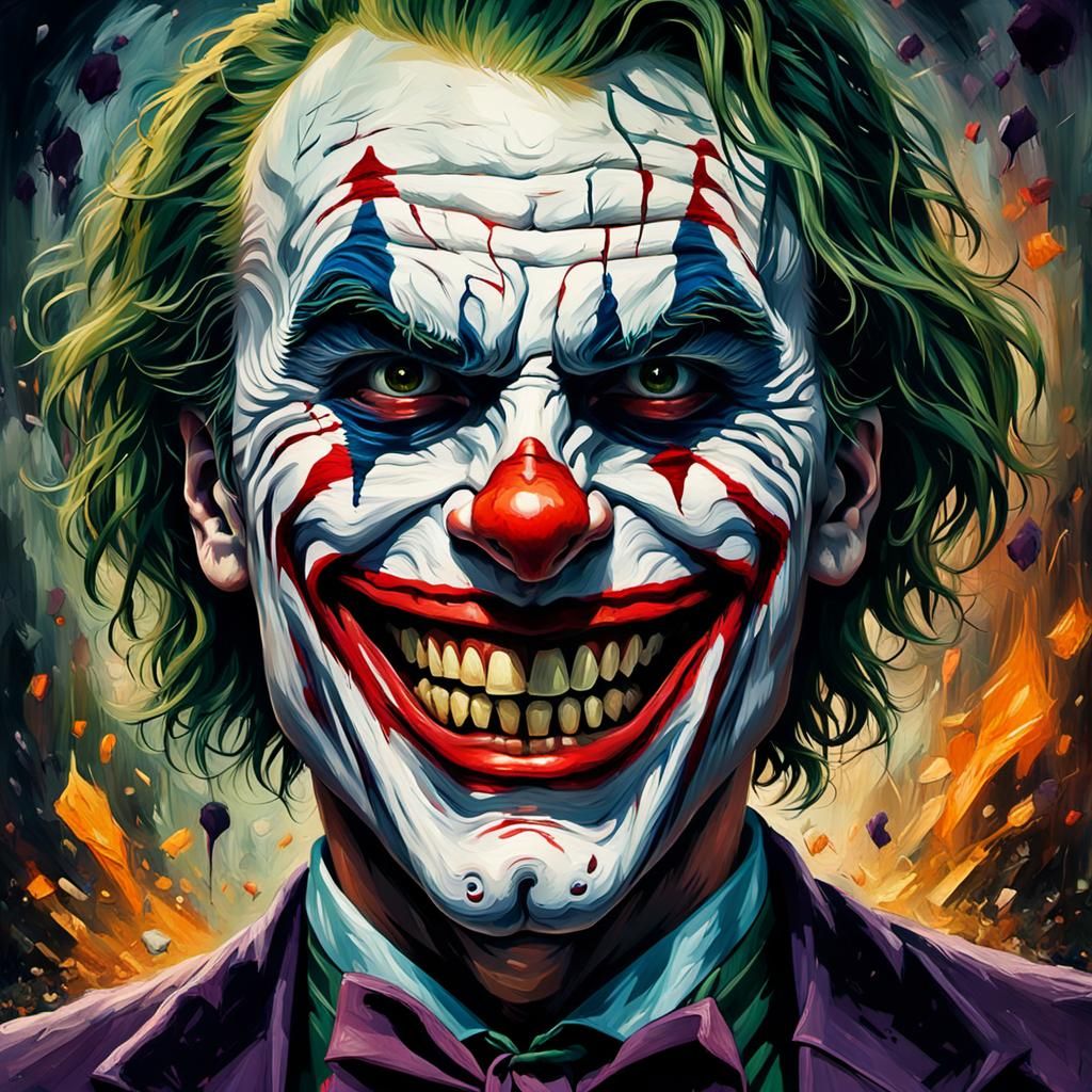 Grotesque Joker Grin in Impressionist Style