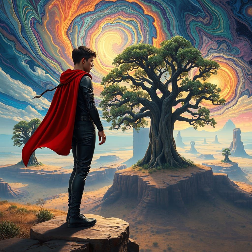 Alien Savanna with Glass Trees in Acrylic Style