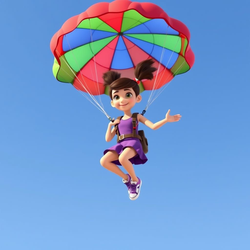 Girl with Parachute in Nickelodeon 3D Style