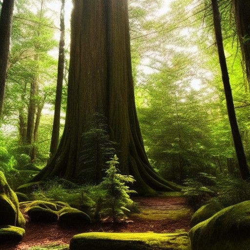 Sunlit Forest Temple in the Clouds