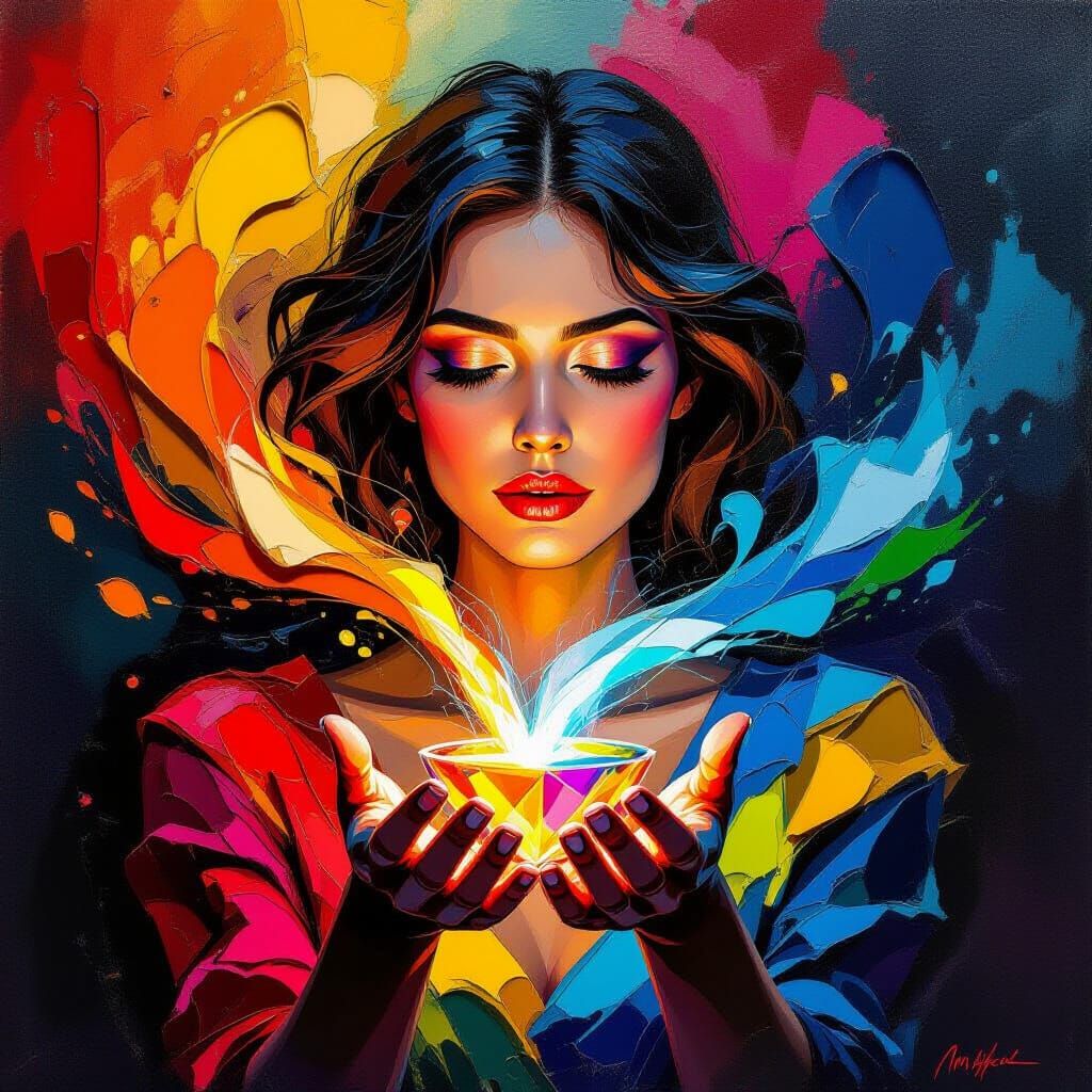 Expressionist Portrait with Prism of Light