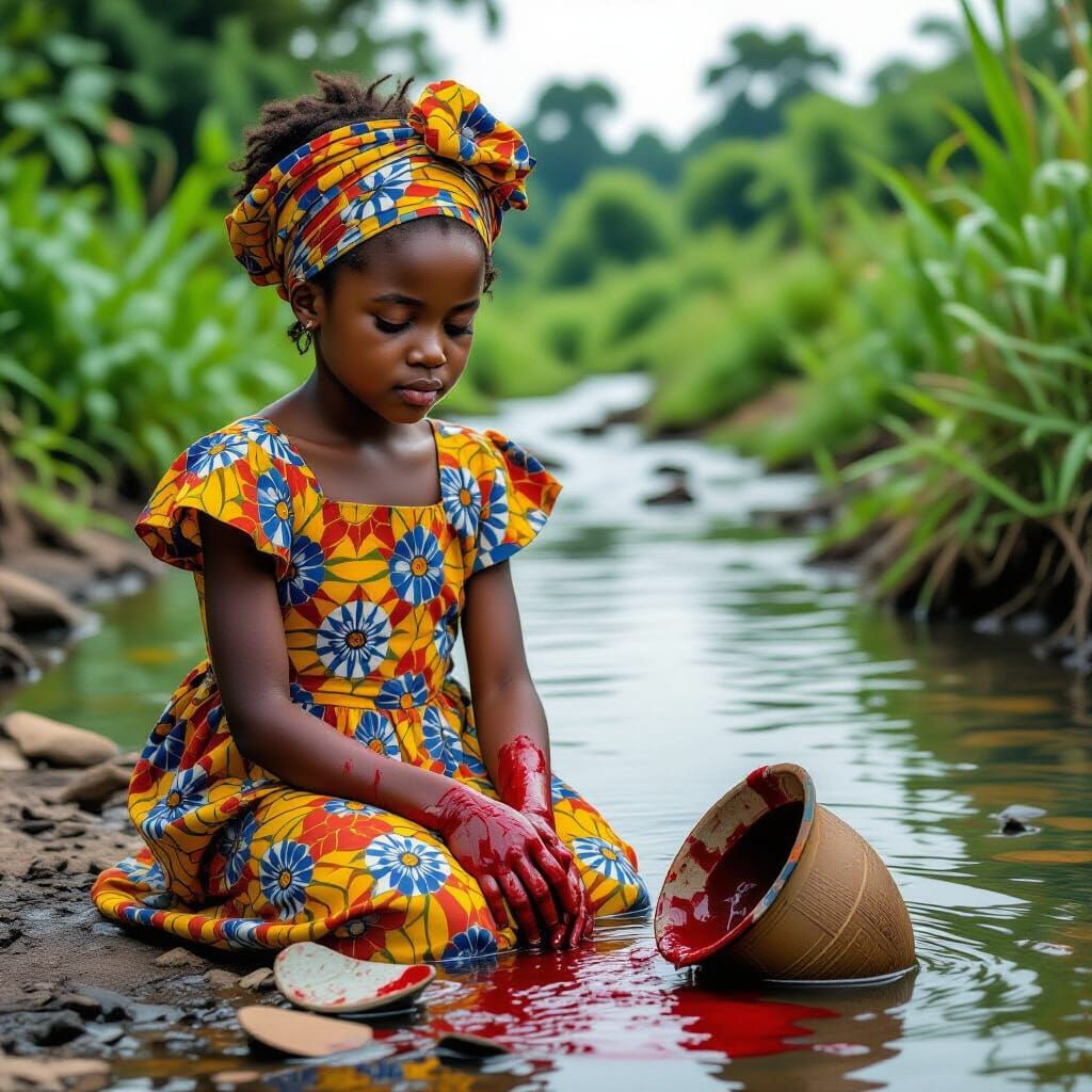 Young African Girl Faces Danger with Determined Spirit