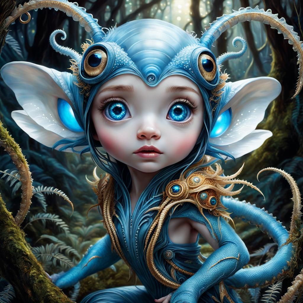 Adorable Alien Creature in Enchanted Forest