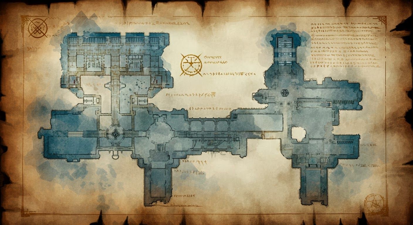 Watercolor Blueprints of Abandoned Imperial Facility