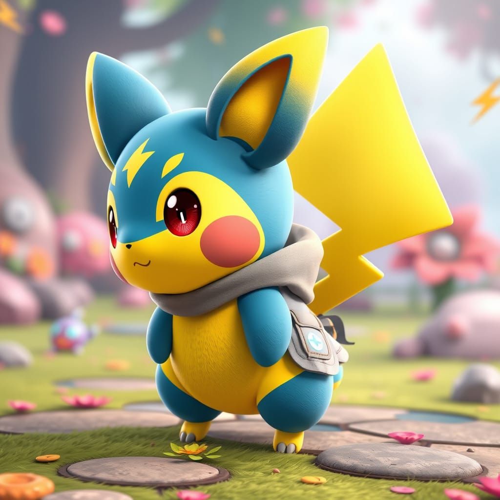 Chubby Pichu in Fantasy Anime Style