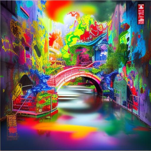 Chinese garden, graffiti art