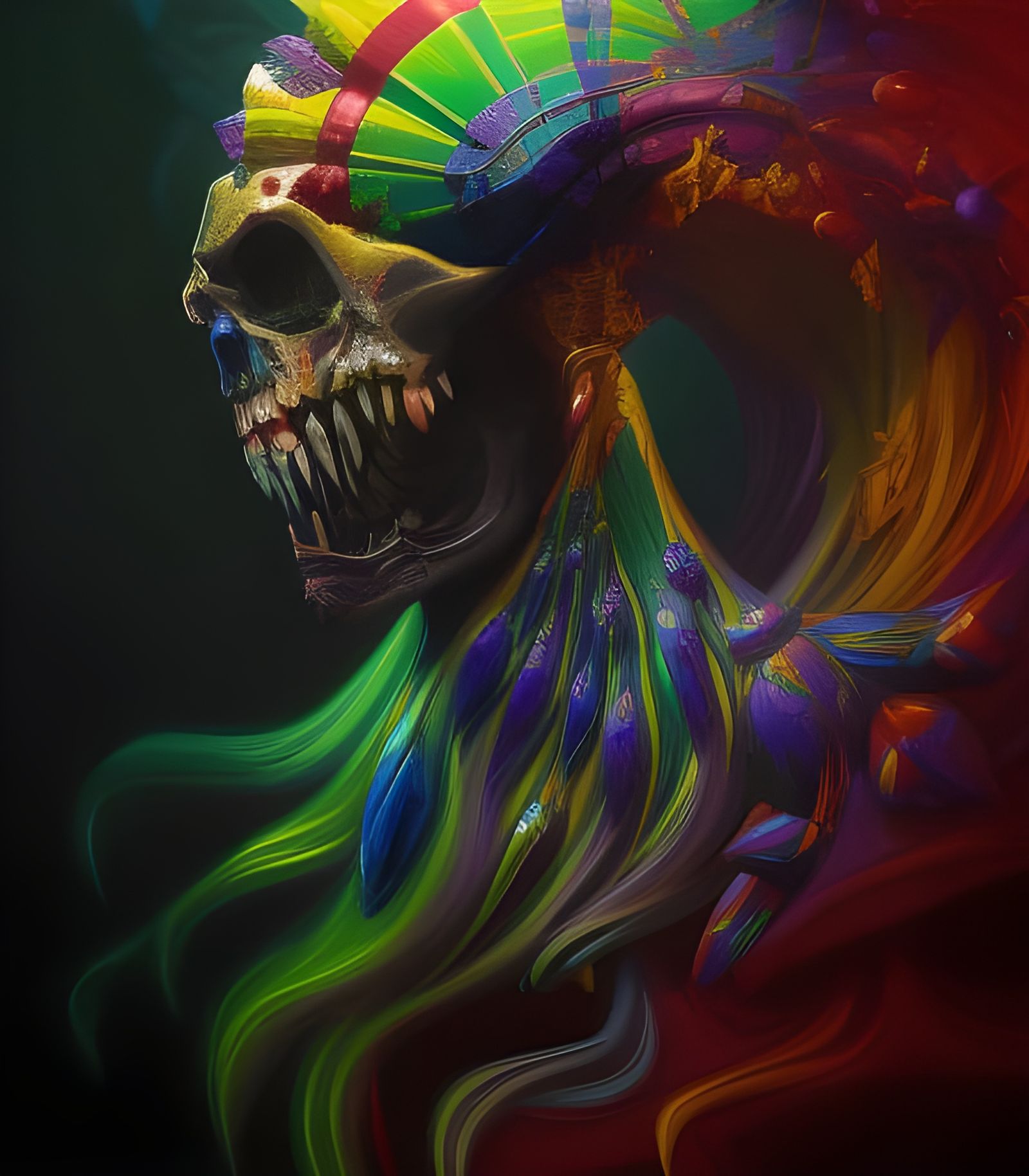 Colorful Undead Ruler Portrait in Comic Art Style