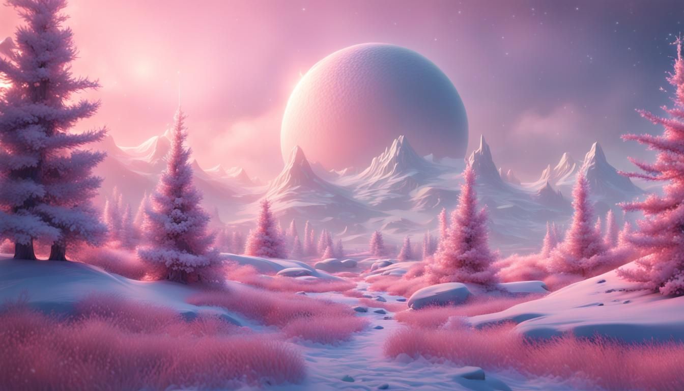 Pastel Christmas Landscape in Detailed Matte Painting