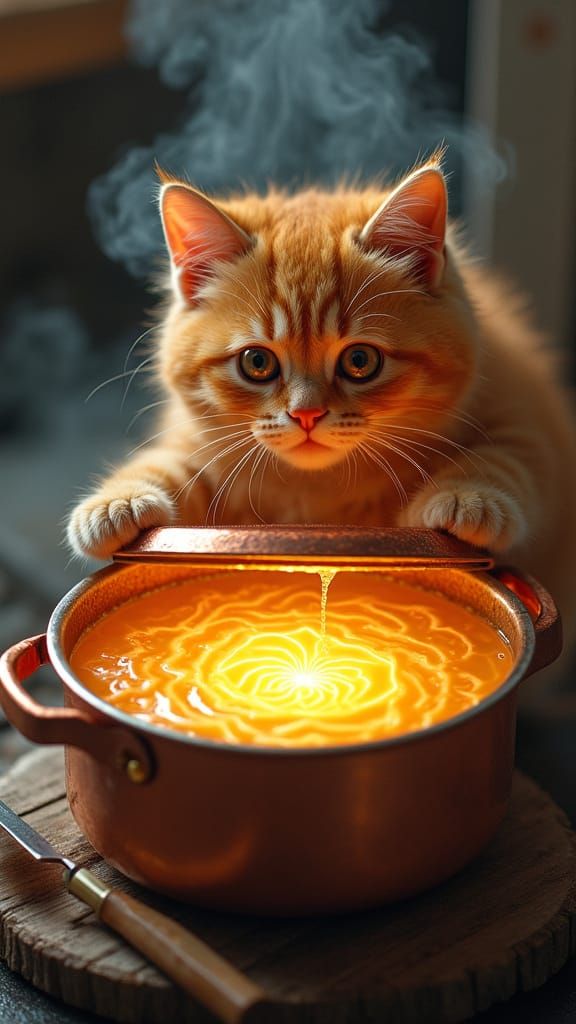 Cyberpunk Whiskered Wonder in a Quantum Vortex