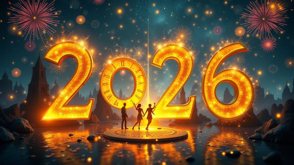 New Year 2026: Time Cracks Open into Cosmic Celebration