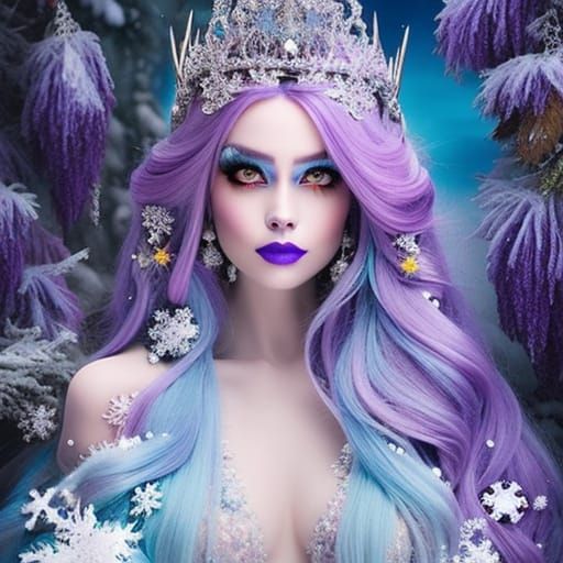 Creepy Winter Princess in Hyperdetailed Digital Art