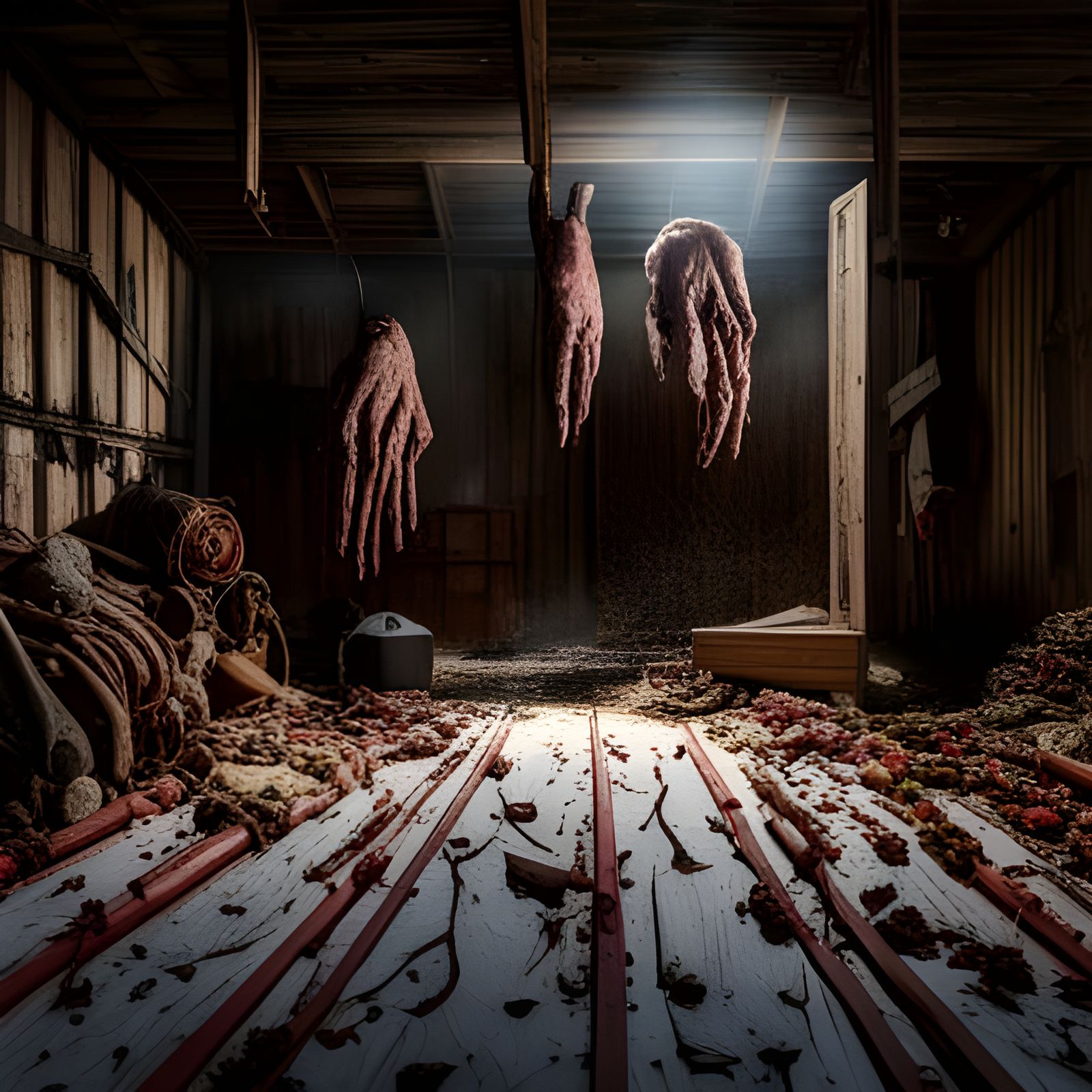 Zombie Corpses Suspended in Barn Rafters