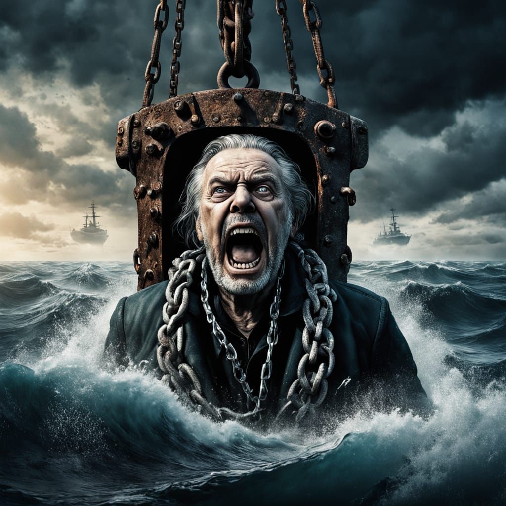 Hyperreal Man in Desperate Struggle Amidst the Wreckage of t...