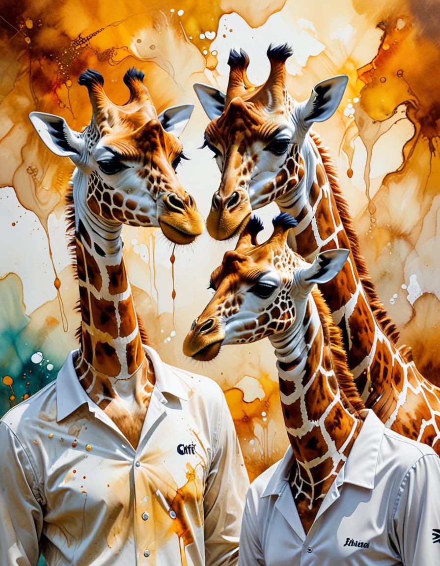 Giraffes Play Tennis: An Alcohol Ink Masterpiece
