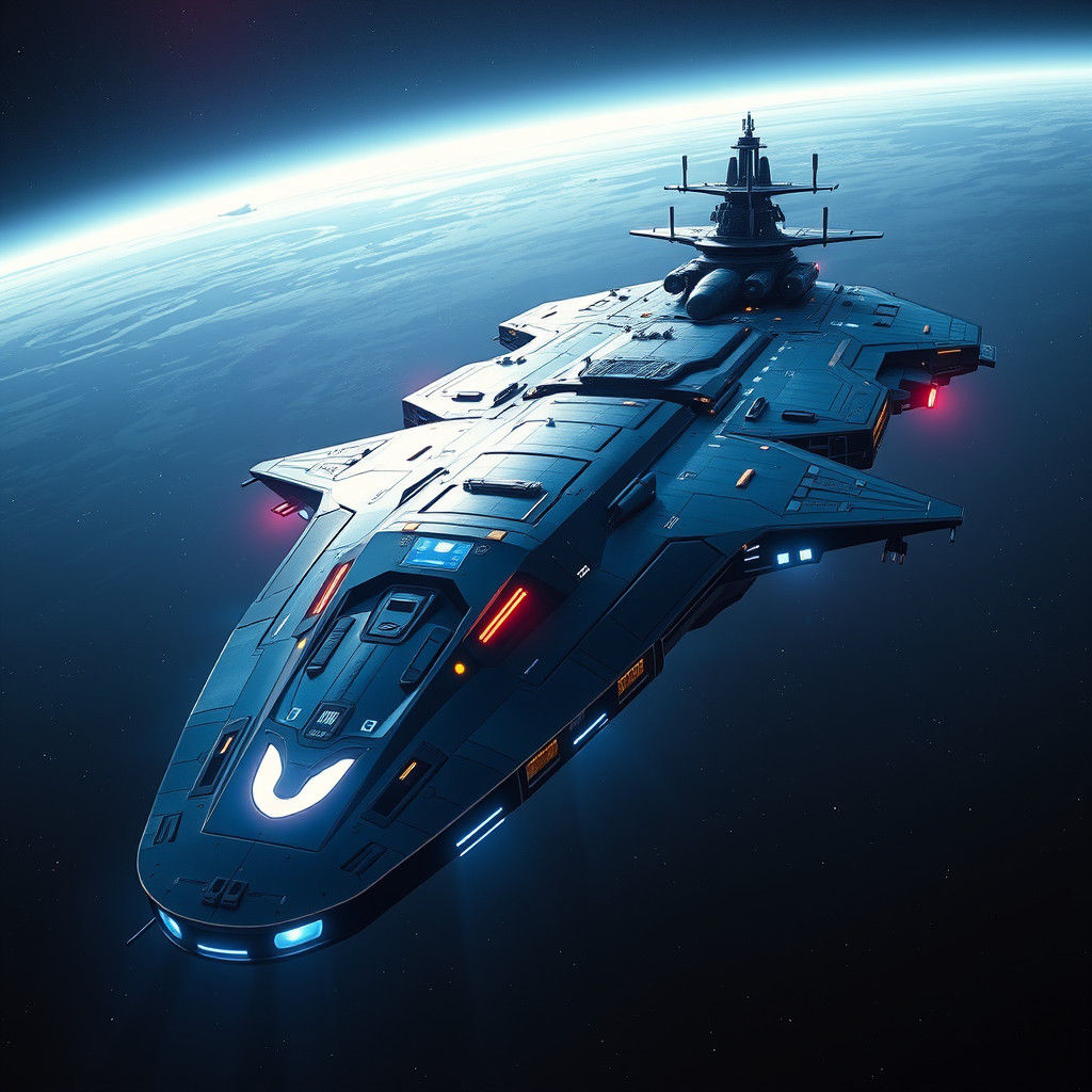 Futuristic Space Aircraft Carrier in Cinematic Style