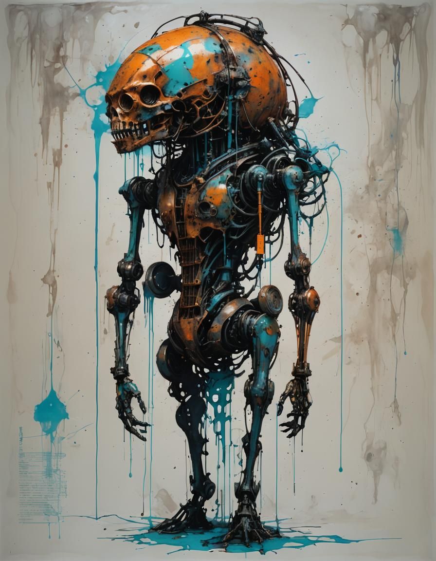 Biomechanoid Ink Art in Cyberpunk Style
