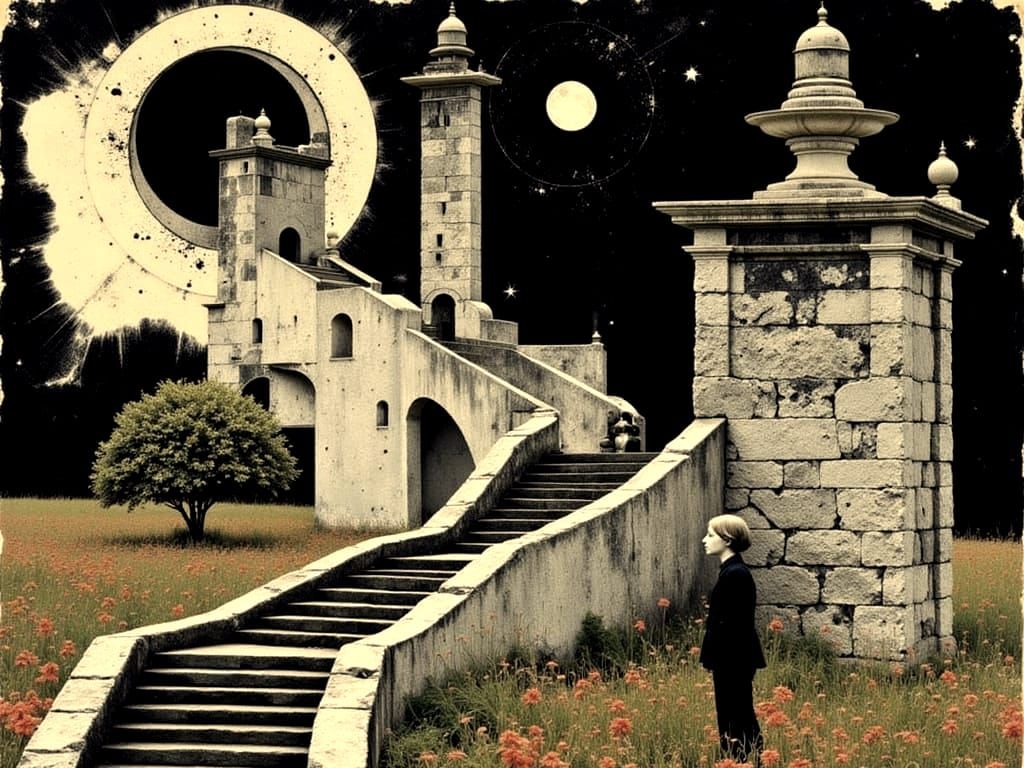 Steampunk World Map in Escher Klimt Style