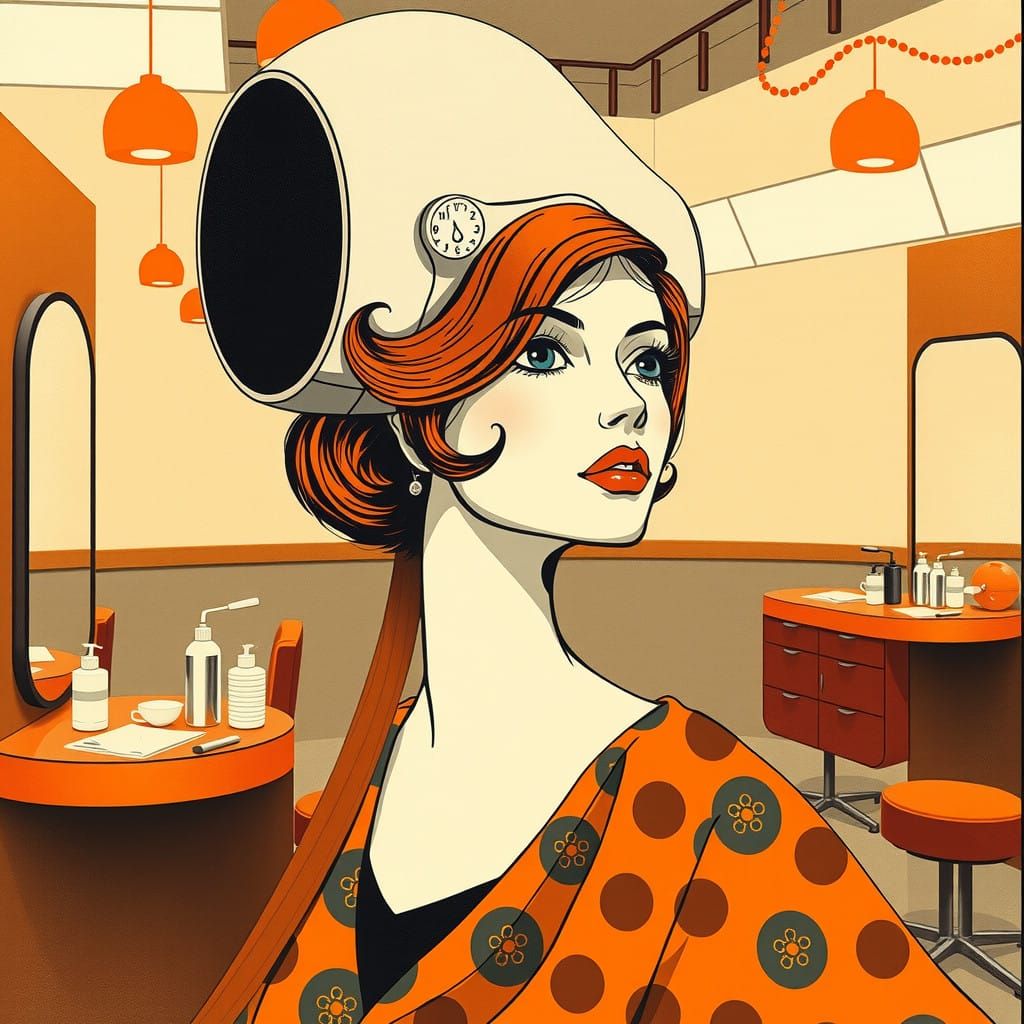 Pop Art 1970s Hairdresser Saloon