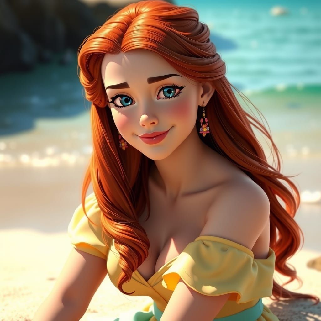 Anastasia Portrait: Beach Scene in Hyperdetailed Style
