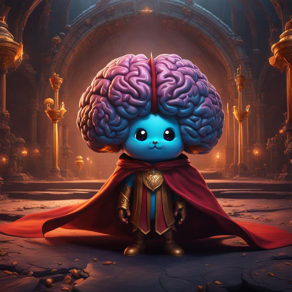 Cute Brain Superhero: Fantasy Concept Art