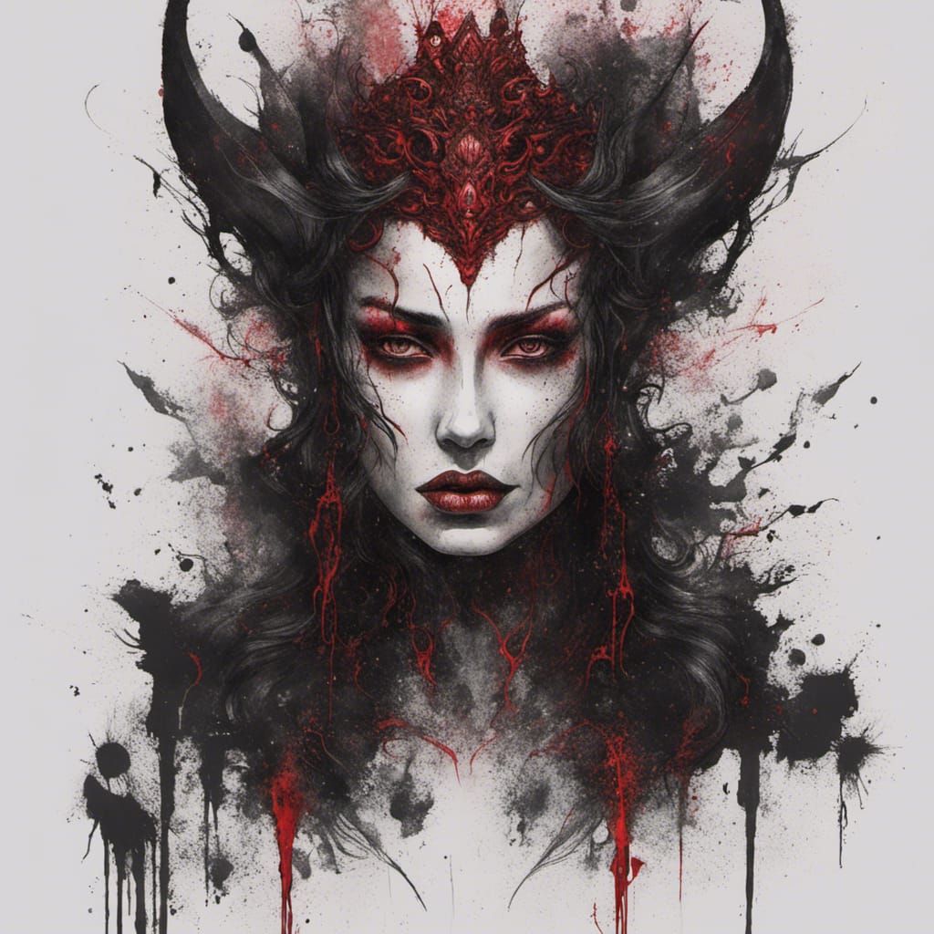 Dark Fantasy Demonic Queen in Ink
