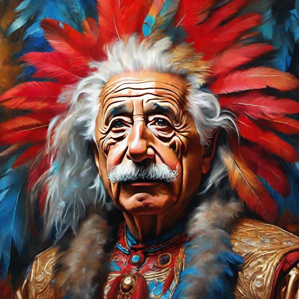 Einstein as Red Indian in Baroque Fantasy Style