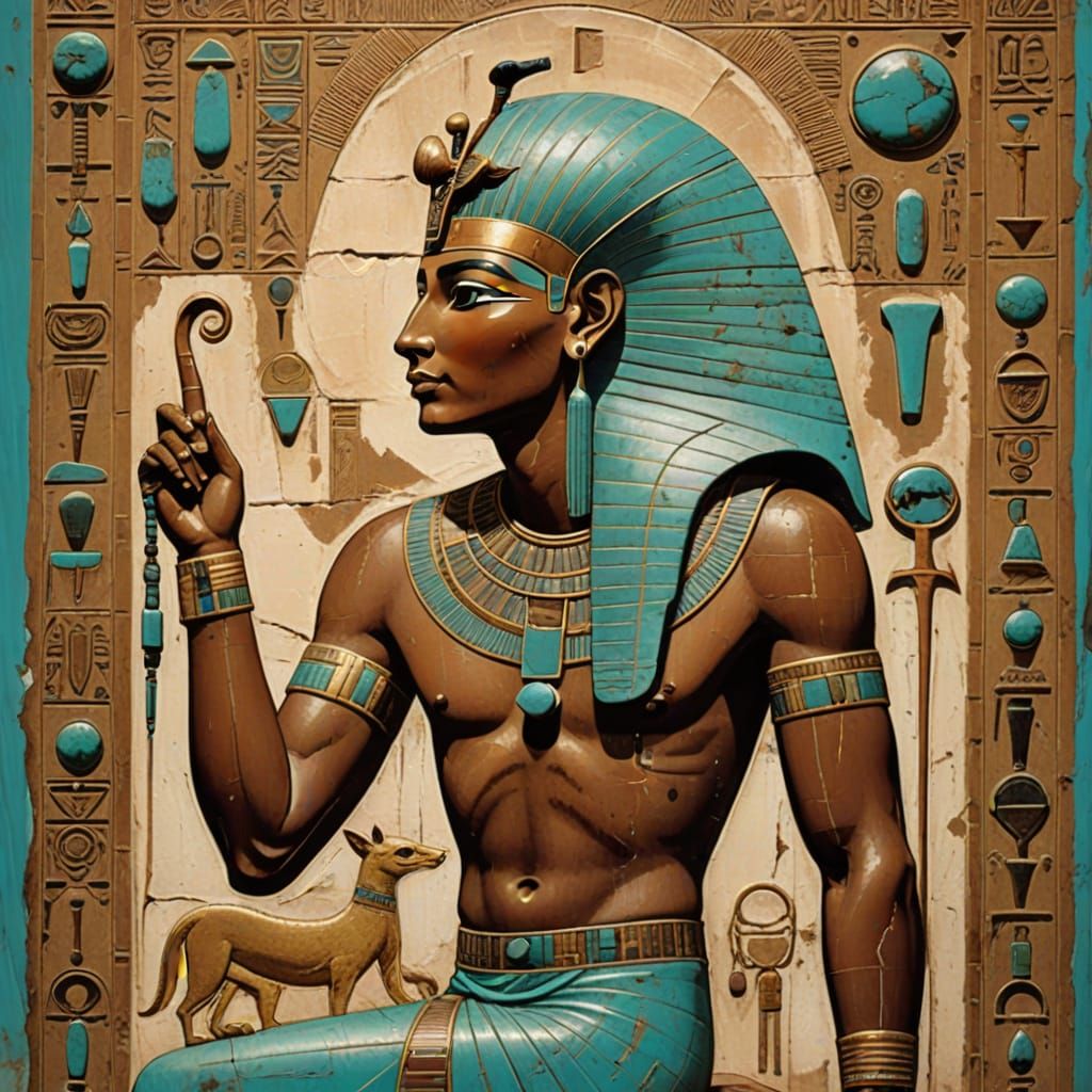 Pharaoh in Ancient Egyptian Fresco Style