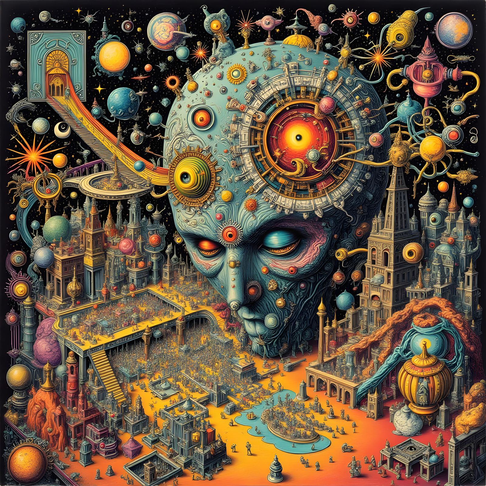 Chaotic Multidimensional World in Surreal Isometric Style