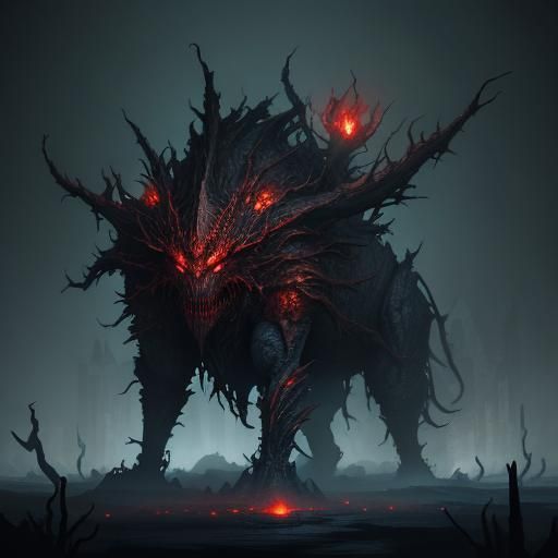 Monstrous Plant Entity in Dark Fantasy Style