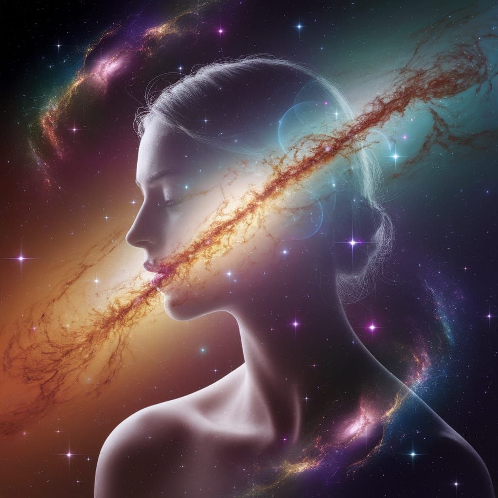 Cosmic Woman: Ethereal Double Exposure Portrait