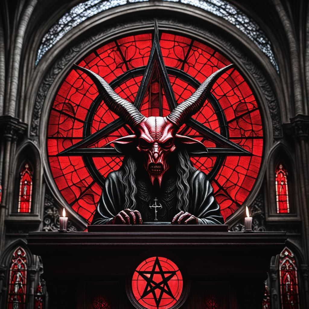 Hyperrealistic Satanic Church Interior in 3D